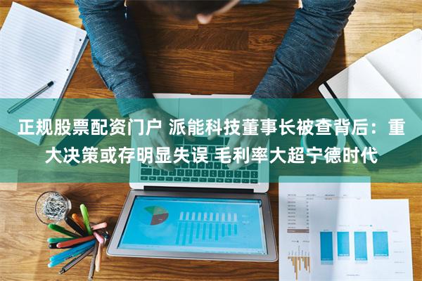 正规股票配资门户 派能科技董事长被查背后：重大决策或存明显失误 毛利率大超宁德时代