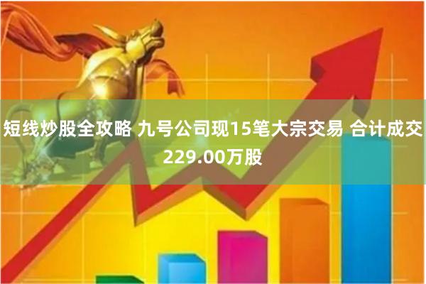 短线炒股全攻略 九号公司现15笔大宗交易 合计成交229.00万股