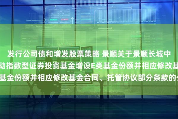 发行公司债和增发股票策略 景顺关于景顺长城中证沪港深红利成长低波动指数型证券投资基金增设E类基金份额并相应修改基金合同、托管协议部分条款的公告