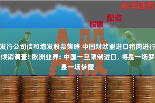 发行公司债和增发股票策略 中国对欧盟进口猪肉进行反倾销调查! 欧洲业界: 中国一旦限制进口, 将是一场梦魇