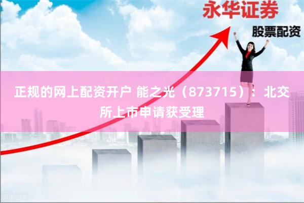 正规的网上配资开户 能之光（873715）：北交所上市申请获受理