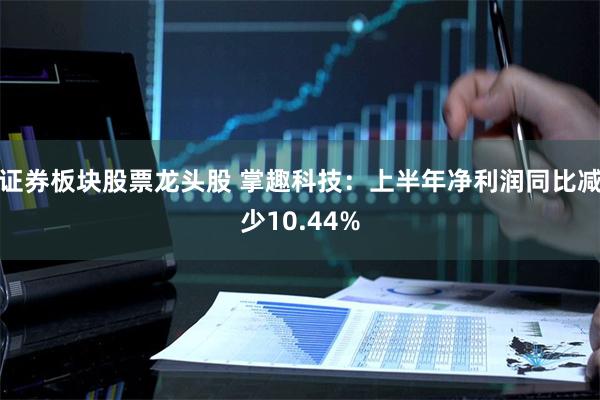 证券板块股票龙头股 掌趣科技：上半年净利润同比减少10.44%