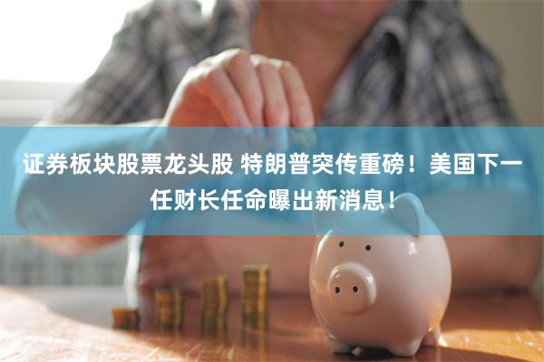 证券板块股票龙头股 特朗普突传重磅！美国下一任财长任命曝出新消息！
